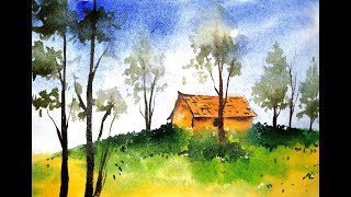 watercolor beginners landscape painting simple paint