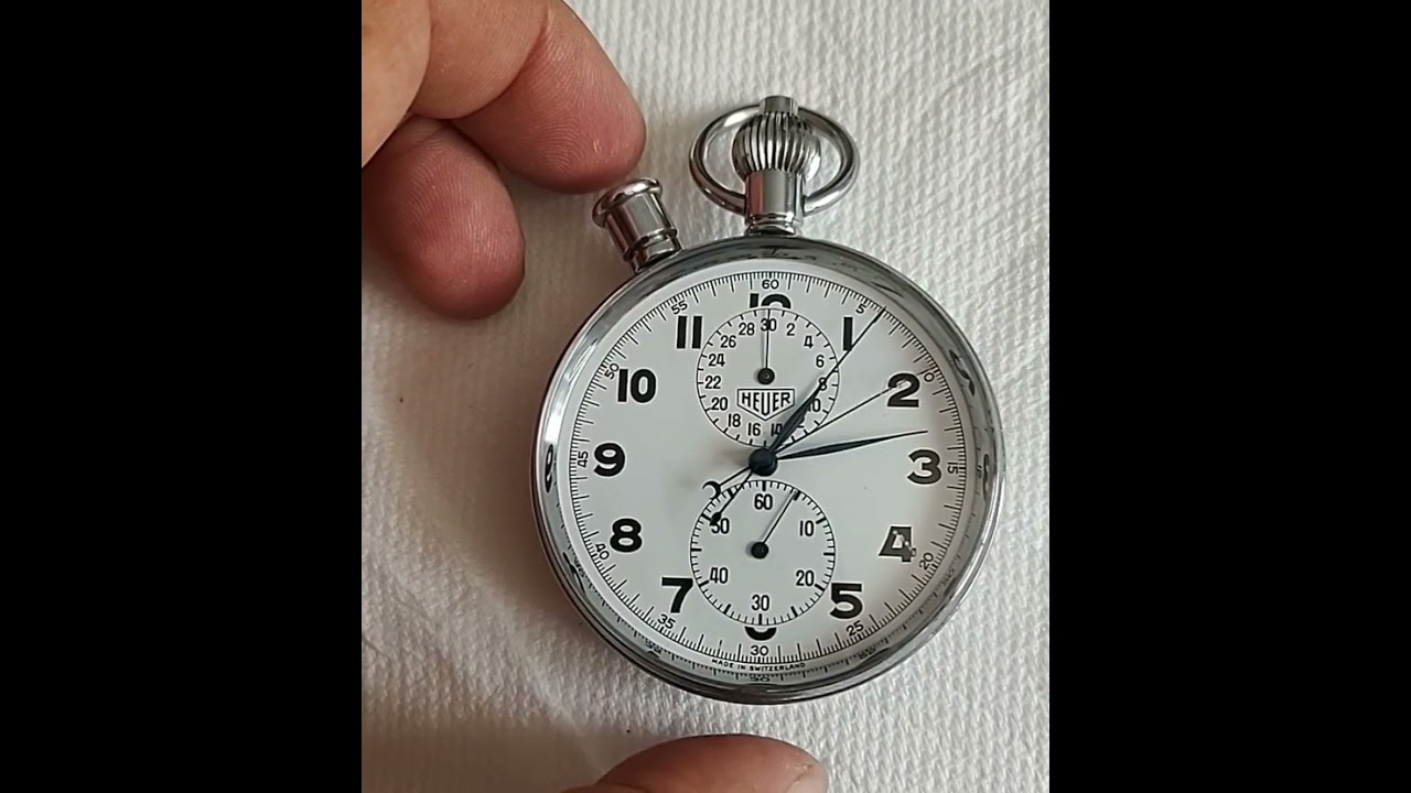 RARE (Valjoux 9) ED HEUER Split Seconds Rattrapante Chronograph Pocket Watch by Melrose Treasures