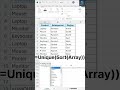 How to Use Unique and Sort Function in Excel ✌️#shortsvideo #shortsvideo #spreadsheetmagic #video