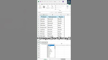 How to Use Unique and Sort Function in Excel ✌️#shortsvideo #shortsvideo #spreadsheetmagic #video