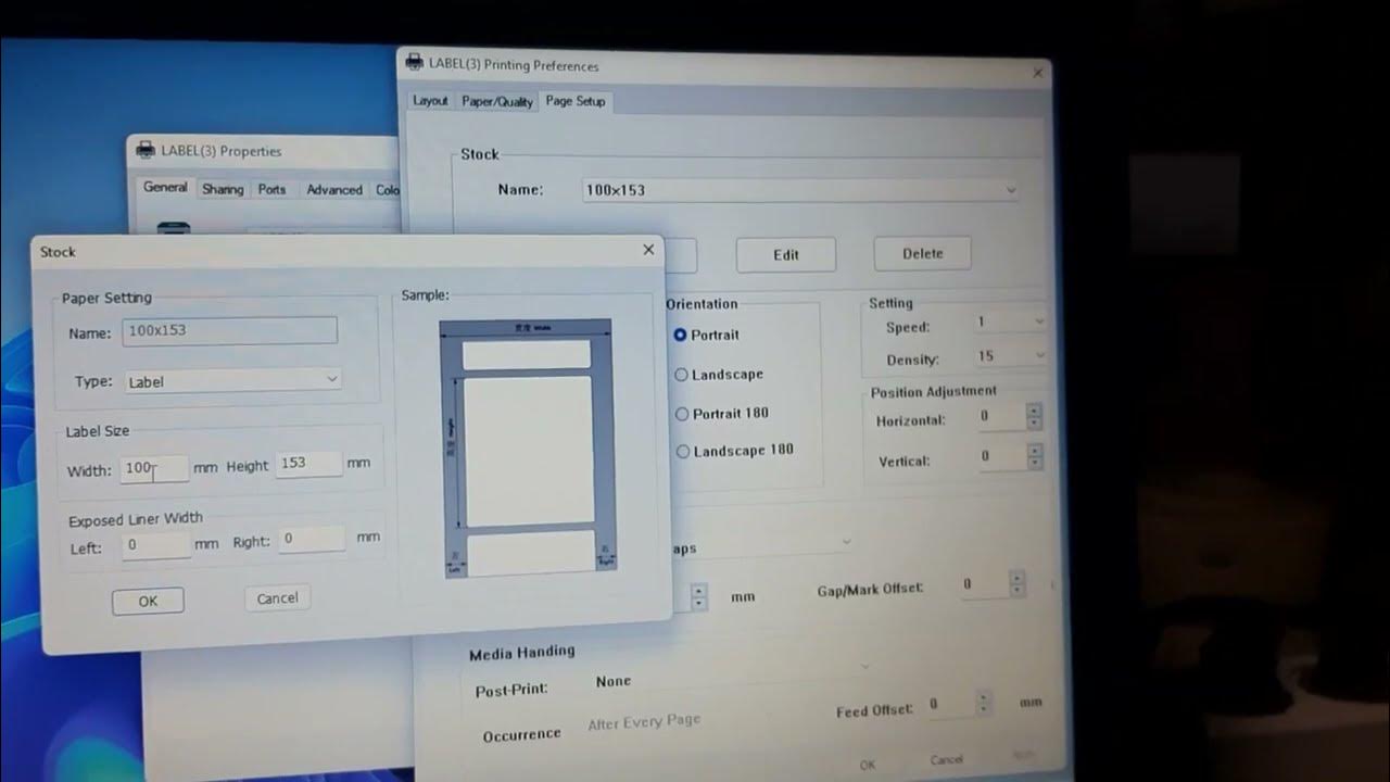 Zjiang ZJ9210 Thermal Printer Print Setup on 100x150mm Label Paper