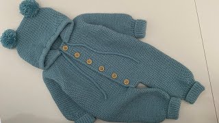Kapüşon Ponponlu Bağcıklı Bebek Tulum Yapımı Haroşa Örgü Kapüşonlu Tulum Anlatımı