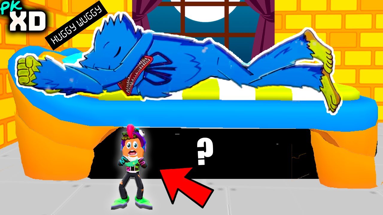 NOS ESCONDEMOS de HUGGY WUGGY DEBAJO DE SU CAMA en PK XD 😱*POPPY ...