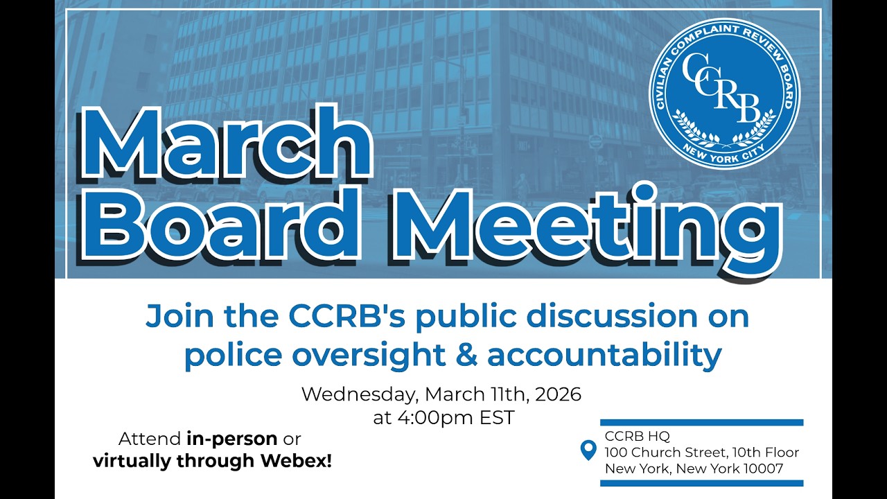 03/11/2026 CCRB March Public Board Meeting - YouTube