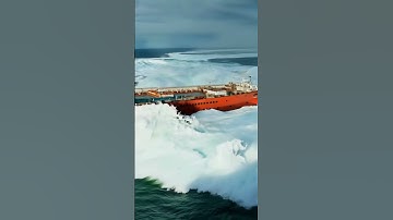 How Did This Tanker Escape a Massive Tidal Wave from Behind? #tidalwave #ship #shipescape