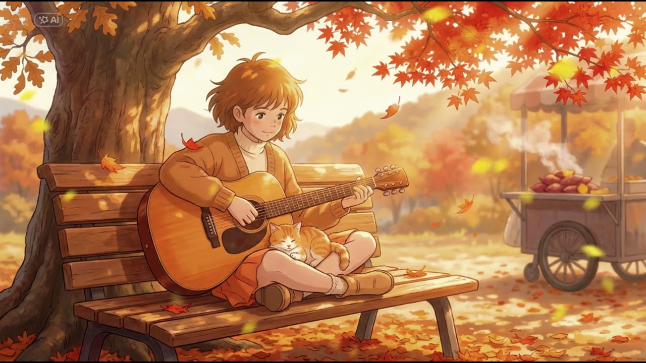 [🎸Guitar BGM] ❄️Steam Rising into Pale Aqua Sky | Relax, Scottish Fold Purr, Healing Vapor Bliss ♨️