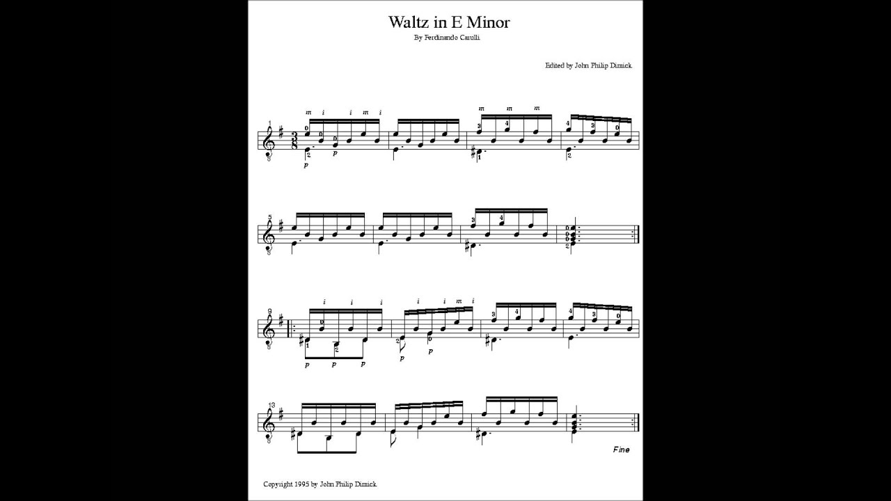 waltz in e minor ferdinando carulli classical guitar cover youtube chopin waltz in e minor sheet music