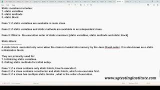 Core Java OOPS Part - 21 | Static Members in Java | Execution of Static block Profile