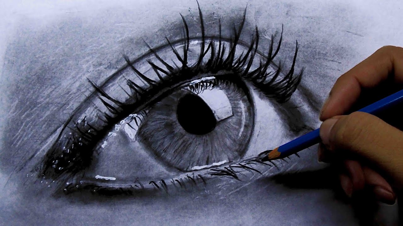 Drawing a realistic eye with pencil - time lapse - YouTube