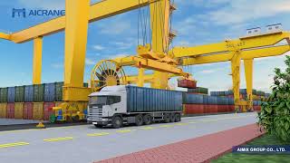 Aicrane RMG Rail Mounted Container Gantry Crane 3D Video