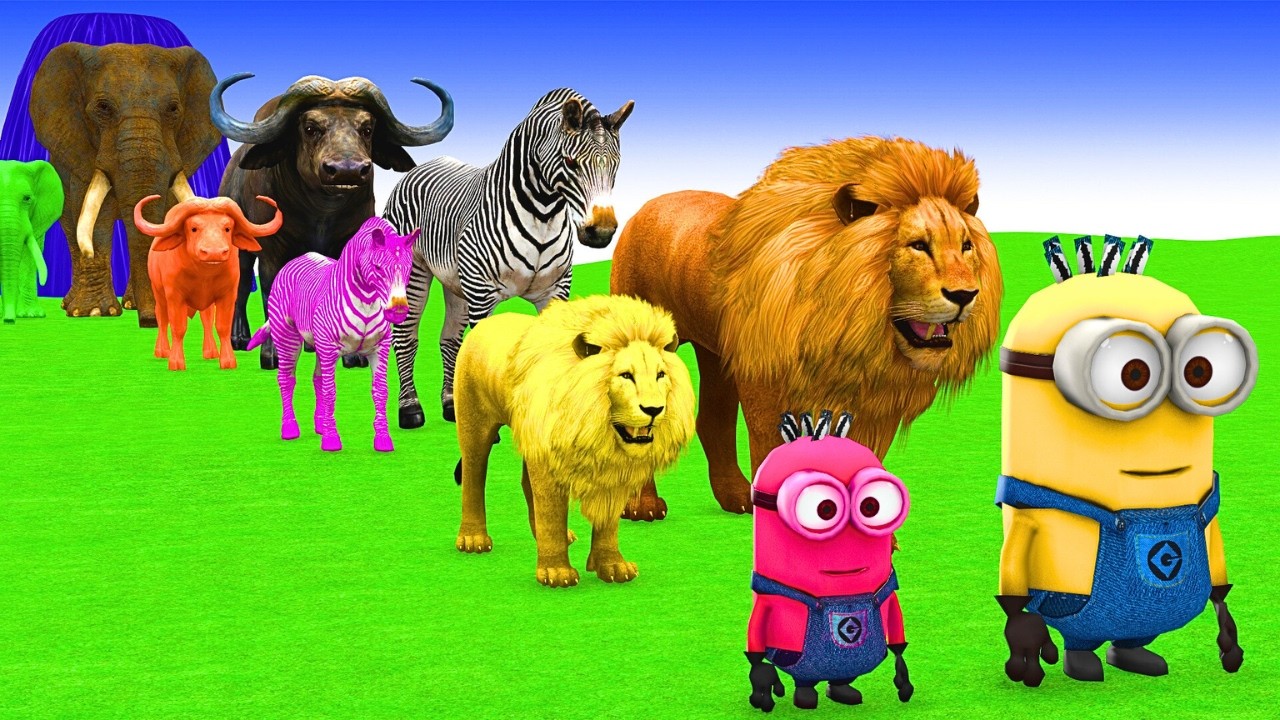 Long Slide Game with Cow Elephant Gorilla Hippopotamus Tiger 3d Animal Game Funny 3d Animals