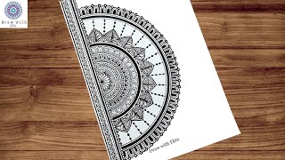 How To Draw Mandala Art For Beginners Easy Mandala Art Mandala Art Step By Step Half Circle