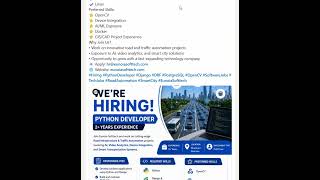 Hiring python developer Experience #applynow #hiringnow #career #business #careers #coder