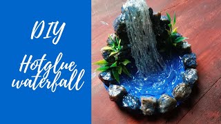 How to make hot glue waterfall with waste rocks||easy tutorial