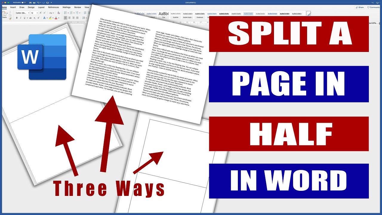 In Word How To Split A Page In Half | Microsoft Word Tutorials