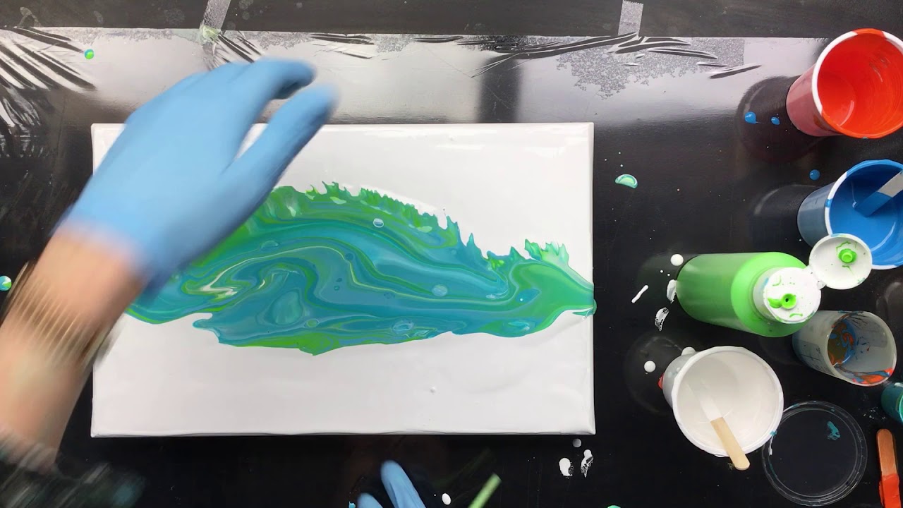 ( 779 ) Acrylic pour with negative space - YouTube