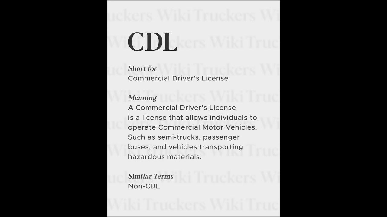 CDL Meaning Short Video cdlhelp trucking truckinglife YouTube