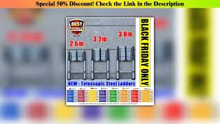 Top Ladders Extendable Telescopic 2.6M-5M Heavy Duty Multi Purpose Straight Loft Ladder Portable Fo