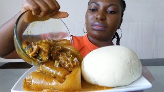 Asmr Mukbang ogbono soup with fufu.