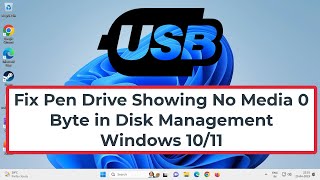 Fix Pen Drive Showing No Media 0 Byte in Disk Management Windows 10/11