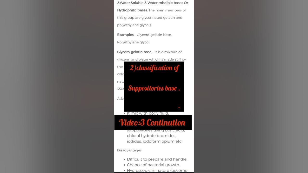 The 2,3 types of suppositories base in Telugu polyethylene glycol/macrogols.in Ceutics . YouTube