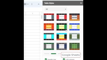 Google Sheets Table Styles