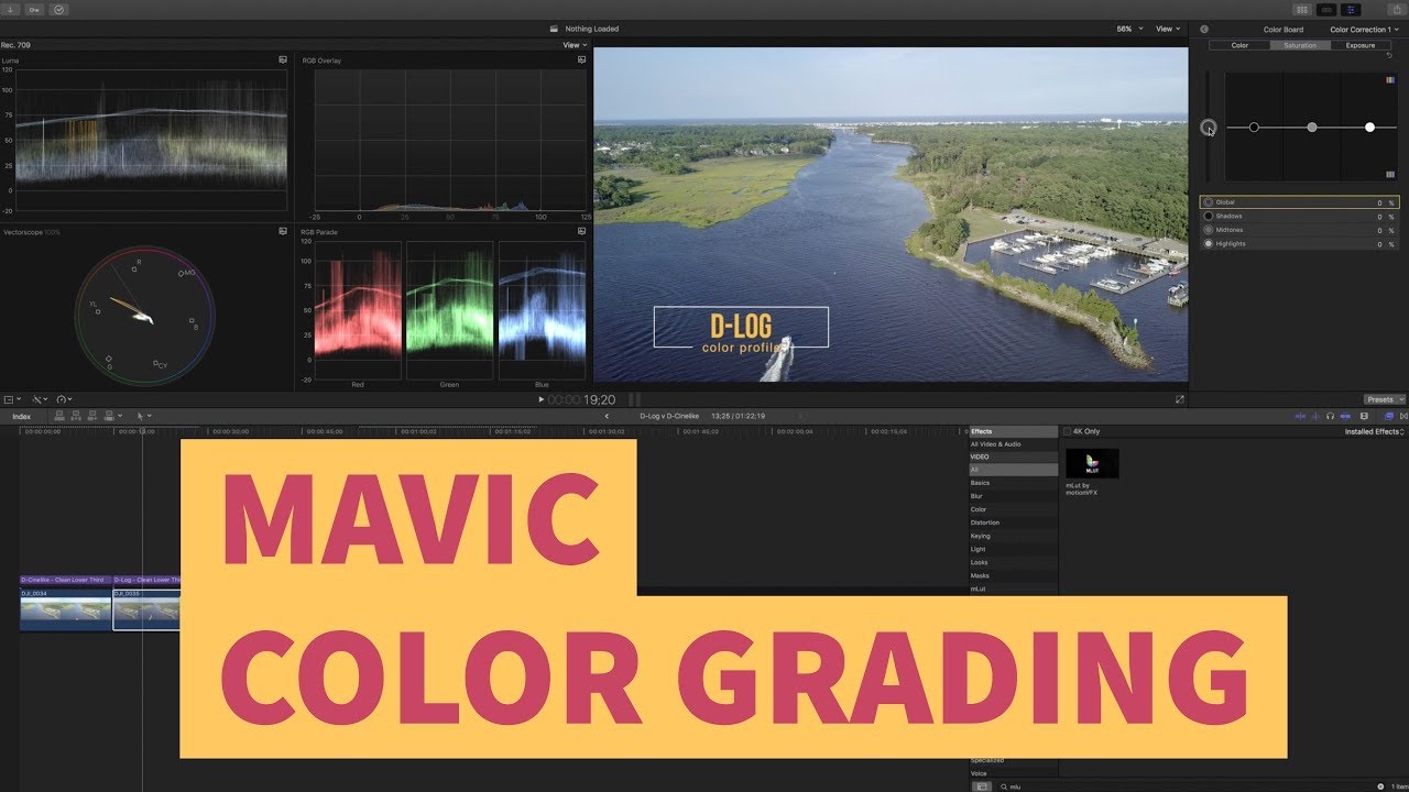 DJI Mavic Color Grading: D-Log v D-Cinelike - YouTube