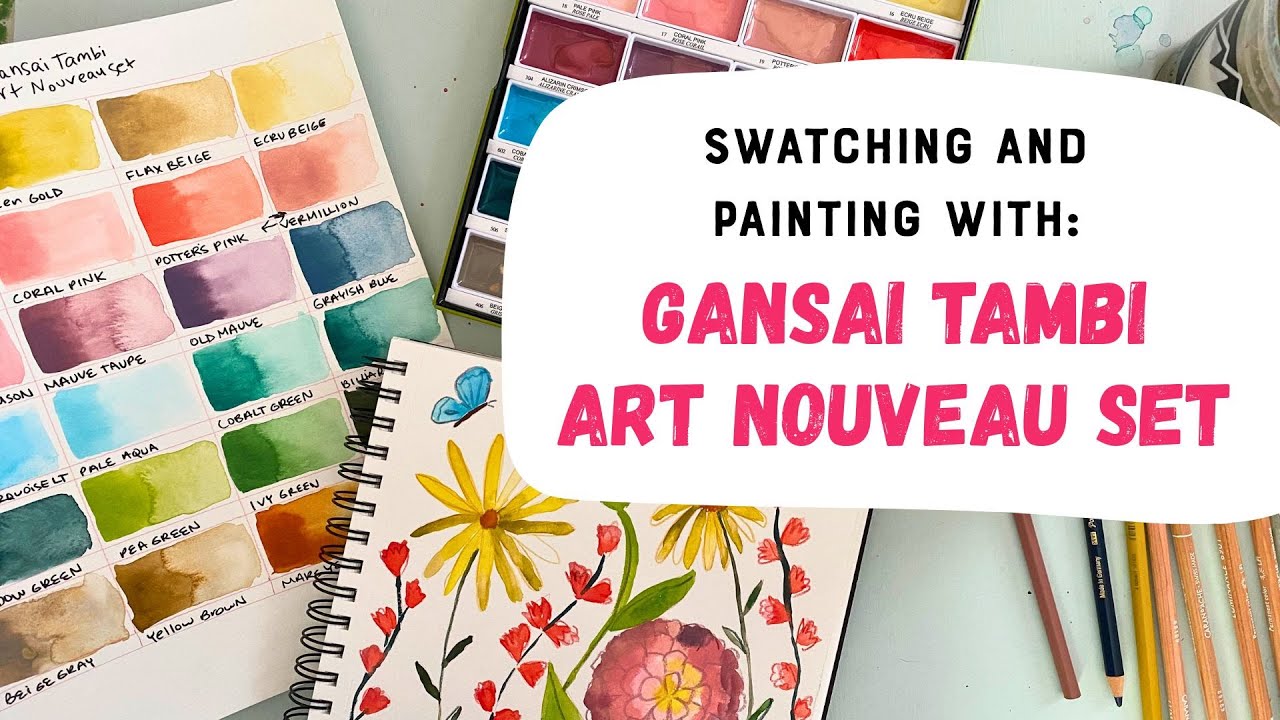 Swatching and Painting with the Gansai Tambi Art Nouveau Watercolor Set
