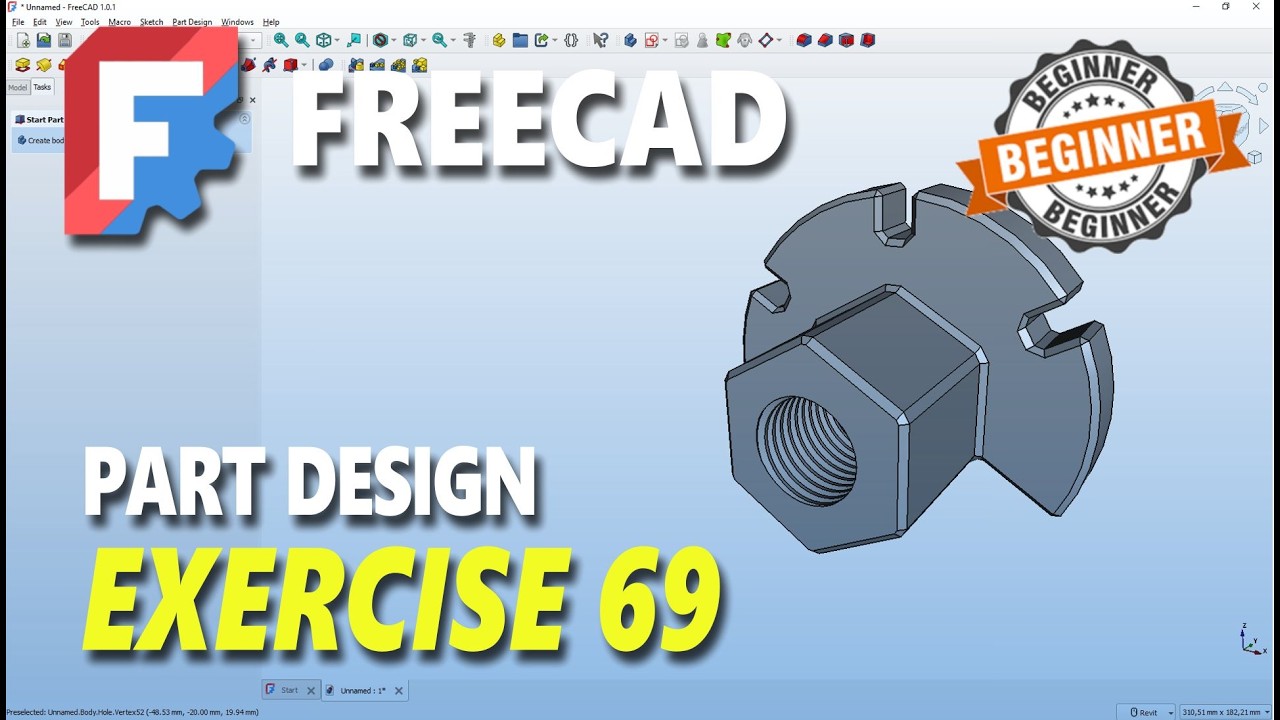 Exercise 69 FreeCAD Part Design Tutorial For Beginner - YouTube