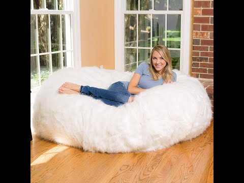 comfy-sacks-6-ft-lounger-memory-foam-bean-bag-chair,-white-furry-kitchen-&-dining