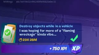 Fortnite Quest - Destroy objects while in a vehicle - Chapter 3 Season 1