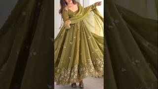 Trending Olive Green Anarkali With Sequin Dupatta ✨#shorts #viral#fashion#dress #trending #partywear