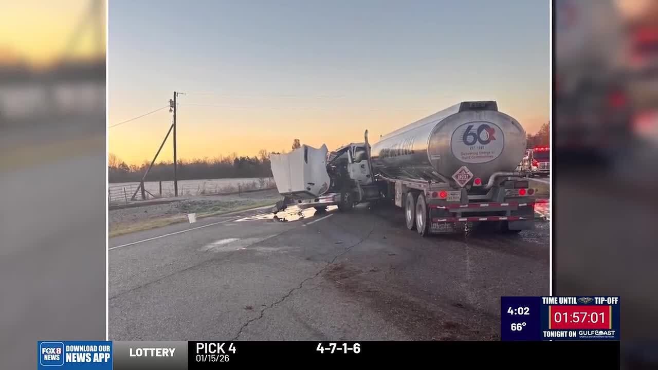Crews cleaning 3K gallons of Diesel after crash