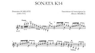 Domenico Scarlatti -  Sonata K14 Trans. Alberto Mesirca - Score Video