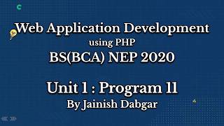 PHP Practical 11: Sum of Digits of a Number | BCA Sem 5 (NEP 2020) | By Jainish Dabgar