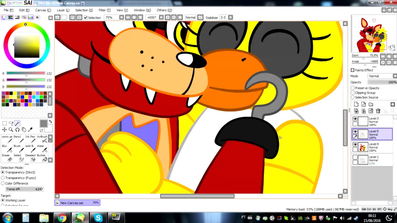 FNAF Speed art - Foxy and Chica - cheatsykoopa98