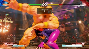 Zangief gym: EX or H SPD - F. Dash - Delayed EX or L SPD(Street Fighter 5)