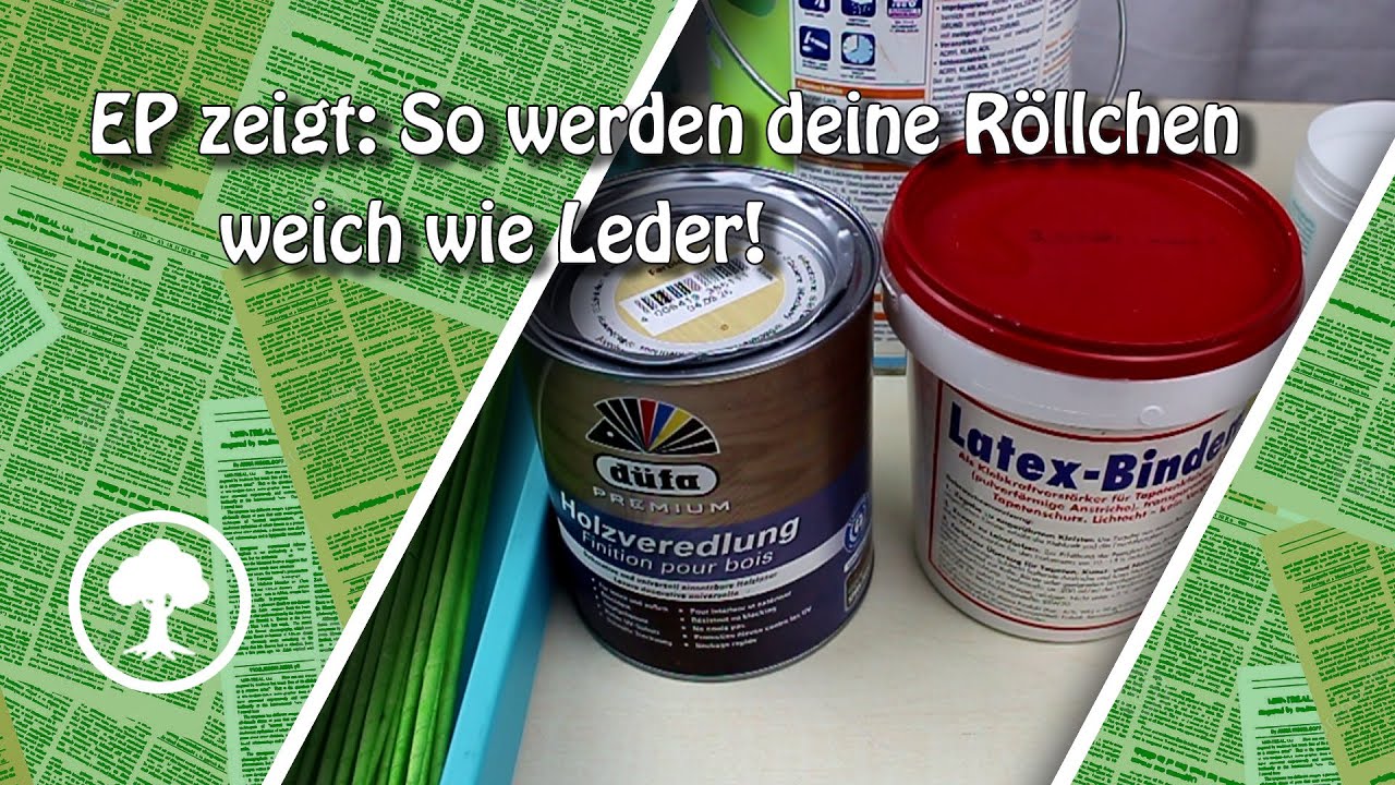 Elastische Papierröllchen, Holzveredelung (Düfa) vs. Latex-Bindemittel