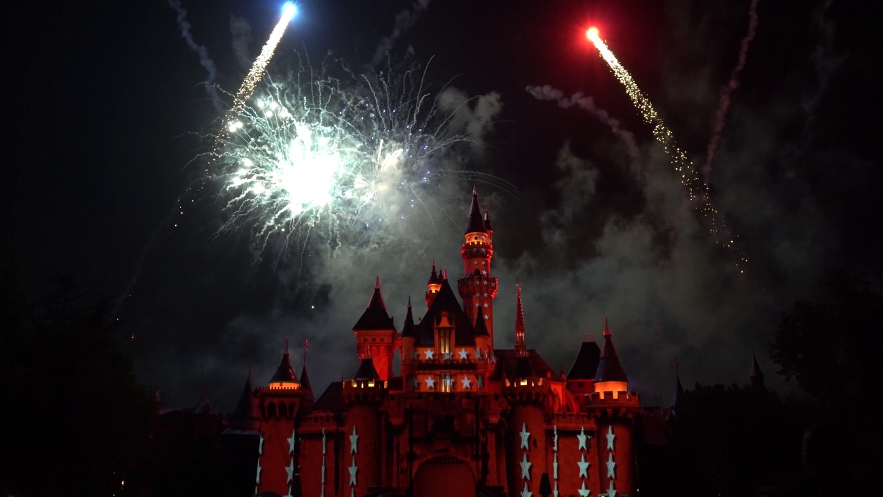 Disney's Celebrate America  4th of July Fireworks Concert 4k Castle View 7 2 17