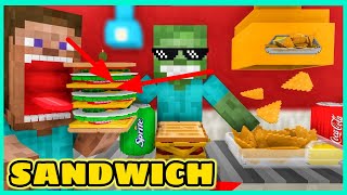 [ Lớp Học Quái Vật ] Thử Thách Làm Bánh Sandwich | Minecraft Animation