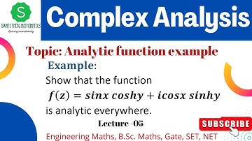 Show that the function 𝒇(𝒛)=𝒔𝒊𝒏𝒙 𝒄𝒐𝒔𝒉𝒚+𝒊𝒄𝒐𝒔𝒙 𝒔𝒊𝒏𝒉𝒚 is analytic everywhere || Complex Analysis