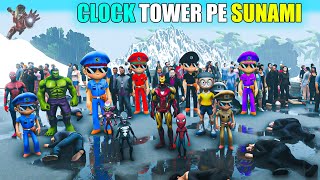 SUNAMI ME FASA IRONMAN KA BETA 😱 | CLOCK TOWER PE SUNAMI | GTA 5 GAMEPLAY | HINDI CARTOON VIDEO