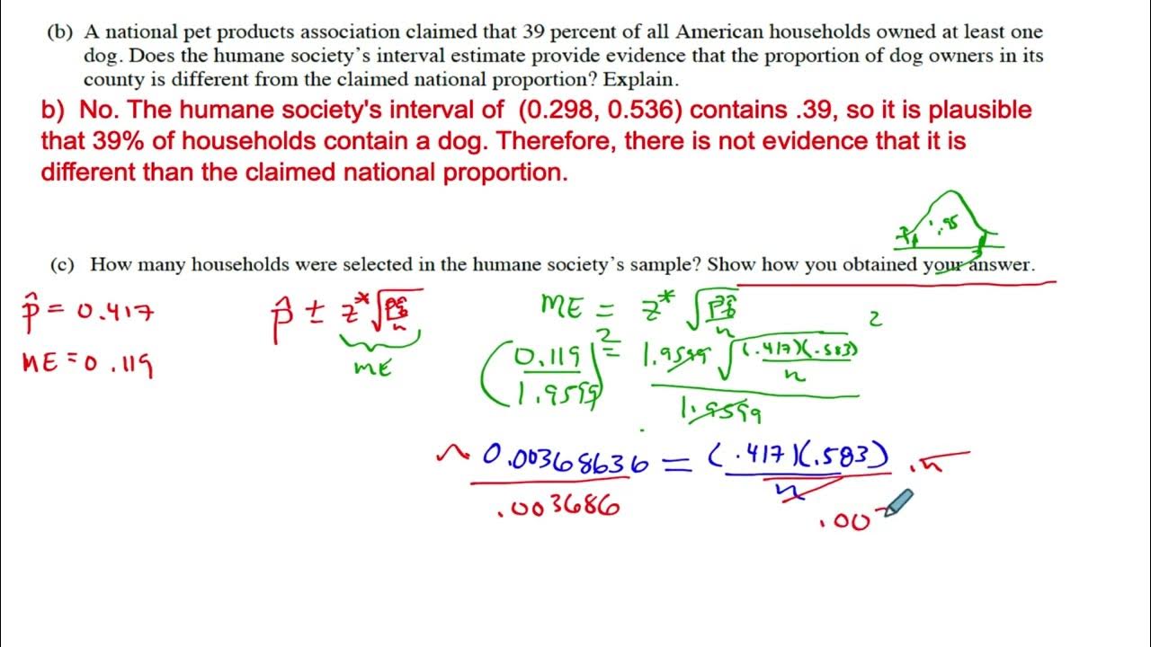 AP STATS FRQ 2010 3 Walkthrough Confidence Intervals, Margin of Error