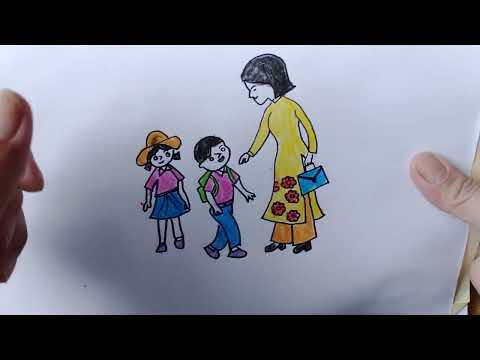 Video Dạy Vẽ học sinh và cô giáo chào mừng ngày 20-11 - youtube