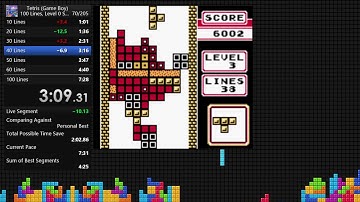 Tetris (Game Boy) 100 Lines, Level 0 Start speedrun in 7:26 RTA