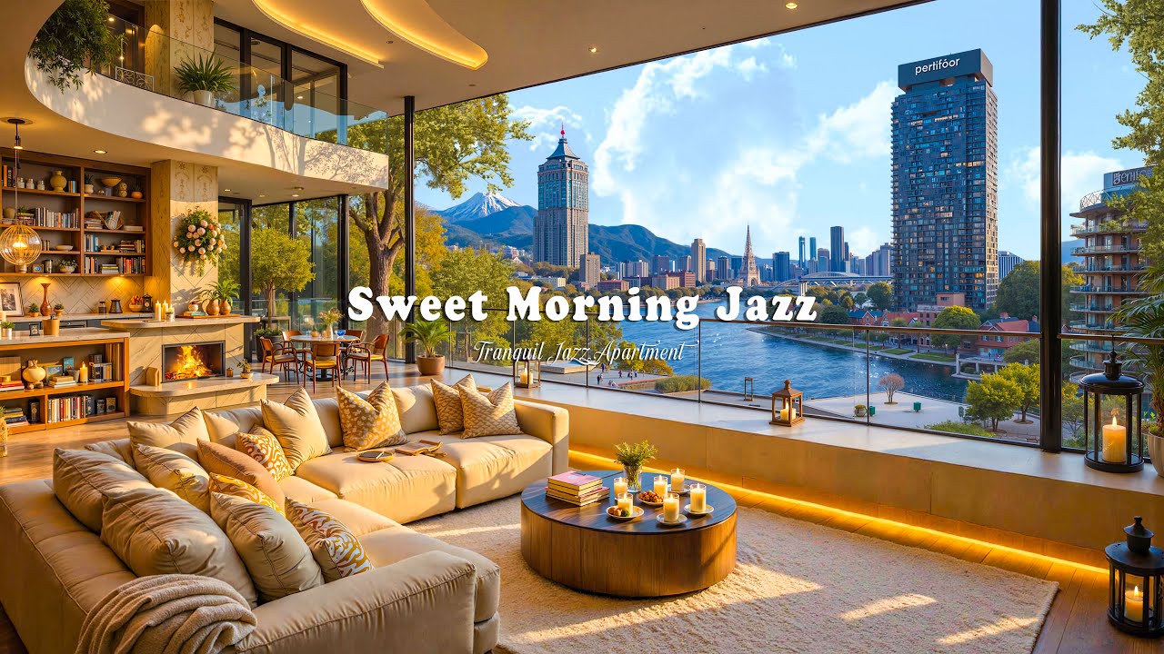 Sweet Morning Jazz in Luxury Apartment | Tender Piano Jazz with Warm Fireplace for Weekend Relax