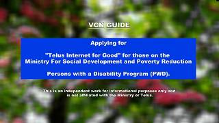 Guide for "Telus Internet for Good" for those on PWD in BC. screenshot 1