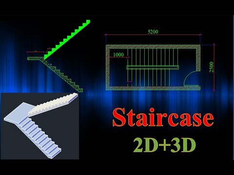 Staircase plan Section & 3D in AutoCAD - YouTube