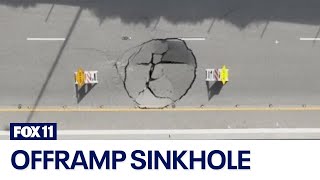 405 offramp at Sepulveda Pass to stay closed while crews repair sinkhole