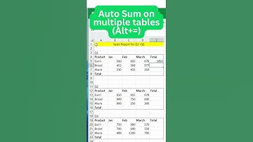 Auto Sum on multiple tables